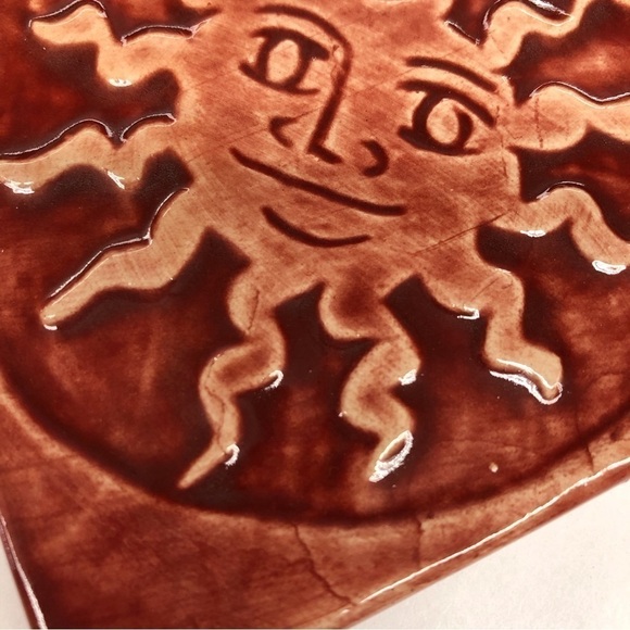 Handmade Ceramic Tile: Red Sun - Picture 2 of 2